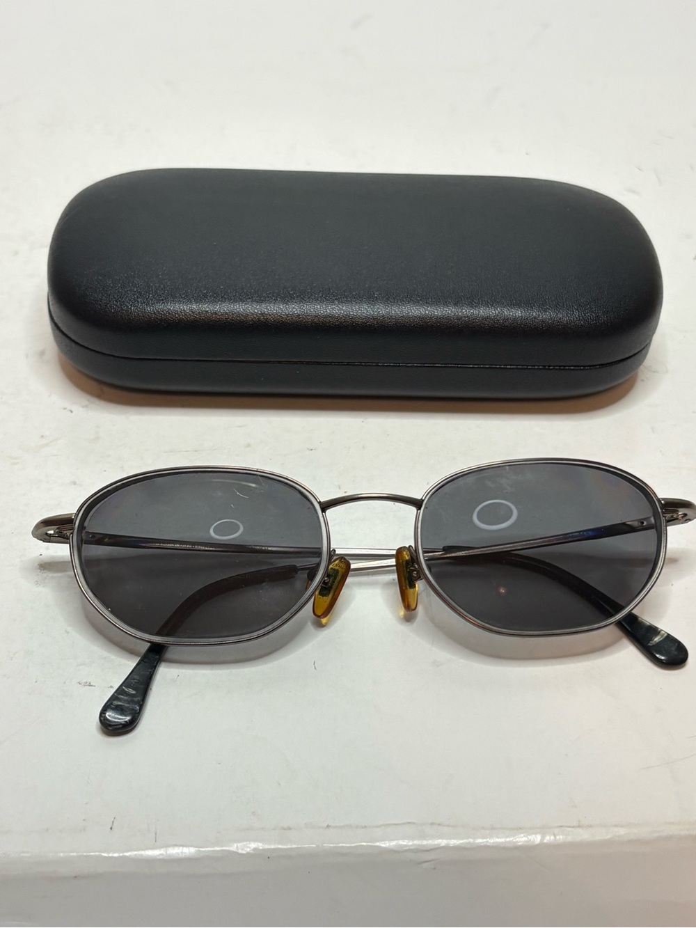 Chaps Silver Metal Oval Sunglasses with Black Lenses